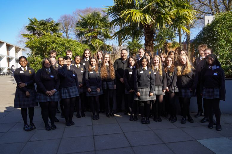 Students from Tomlinscote School with Alex Holmes