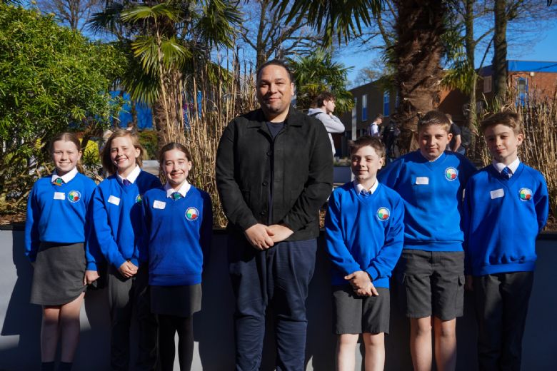 Pupils from Frimley C of E School with Alex Holmes 